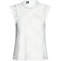 Pieces Pcolline Sl Lace Top Wvn Noos - White - XXL