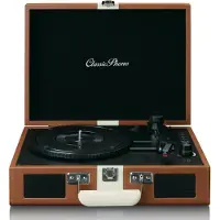 Lenco Classic Phono TT-120 -vinyylilevysoitin, ruskea/valkoinen
