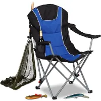 Relaxdays Taittotuoli 108x90x72cm, sininen/musta/hopeinen