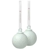 Lyngby Porcelæn - Rhombe Joulupallo 5 cm 2 kpl Soft Green