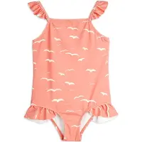 Mini Rodini Seagull Aop Frill Uimapuku Pink 92/98 cm Vaaleanpunainen 92/98 cm Tytöt