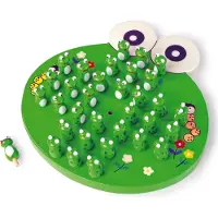 Small Foot Wooden Frog Solitaire -lautapeli - - 6-vuotiaasta alkaen - 34 pelinappulaa