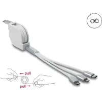 DeLOCK – USB Type-C 3 in 1 Retractable Charging Cable for Lightning / Micro USB / USB Type-C white (85844)