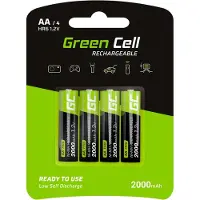 Green Cell Cell Rechargeable Batteries Sticks 4x AA HR6 2000 mAh