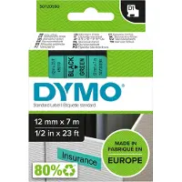Dymo D1 -teippi 12 mm x 7 m, musta vihreällä pohjalla