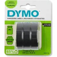 Dymo 9 mm x 3 m musta kohokirjoitinteippi