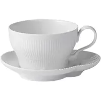 Royal Copenhagen - White Elements Kahvikuppi ja lautanen 26 cl
