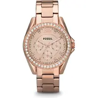 Fossil Analoginen kello 'Riley' roseekulta