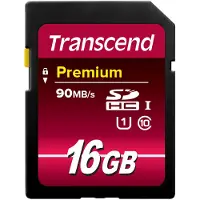Transcend 16GB SDHC Class 10 UHS-I, 16 GB, SDHC, Luokka 10, NAND, 90 MB/s, Class 1 (U1) (TS16GSDU1)