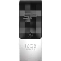 Silicon Power Mobile C31, 16 GB, USB Type-A / USB Type-C, 3.2 Gen 1 (3.1 Gen 1), Taittuva, 3,3 g, Musta, Hopea (SP016GBUC3C31V1K)