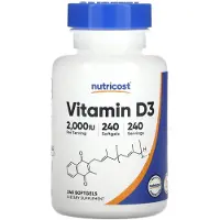 Nutricost - D3-vitamiini 2000 IU (240 pehmeää kapselia)
