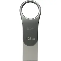 Silicon Power Mobile C80, 128 GB, USB Type-A / USB Type-C, 3.2 Gen 1 (3.1 Gen 1), Taittuva, 8 g, Titaani (SP128GBUC3C80V1S)