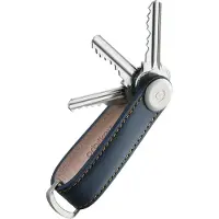 OrbitKey - Leather Key Organiser- Navy/Tan