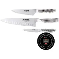 Global Knivsæt I 3 Dele G-77, Gs-38 & Gs-89 - Silver - ONE SIZE