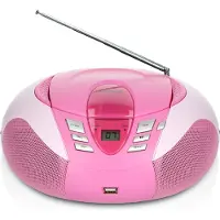 Lenco SCD-37 USB Pink Portable FM Radio CD and USB player Pink