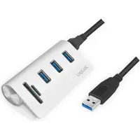 Logilink CR0045, USB 3.2 Gen 1 (3.1 Gen 1) Type-A, USB 3.2 Gen 1 (3.1 Gen 1) Type-A, MicroSD (TransFlash), SD, 5000 Mbit/s, Hopea, Alumiini