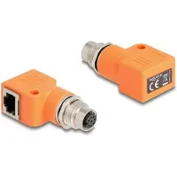DeLOCK – M12 A-code 8F to RJ45 Cat.5e 90° orange w/ mount hole (60668)