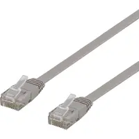 Deltaco – U/UTP Cat6 laitekaapeli, litteä, 0,3m, 250MHz, harmaa (TP-603-FL)