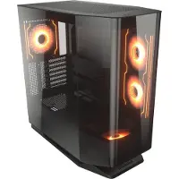 Cougar CGR-58M6B-RGB, Midi Tower, PC, Musta, ATX, CEB, EATX, mikro ATX, Mini-ITX, Metalli, Muovi, Karkaistu lasi, Pelaaminen