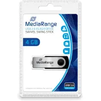 MediaRange MR907, 4 GB, USB Type-A / Micro-USB, 2.0, 13 MB/s, Taittuva, Musta, Hopea
