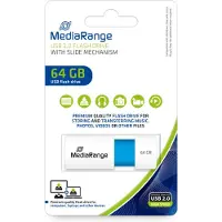 MediaRange USB Stick 64GB MR974, 64 GB, USB A-tyyppi, 2.0, 16 MB/s, Liuku, Sininen, Valkoinen