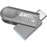 Emtec D280 Dual, 32 GB, USB Type-A / USB Type-C, 3.2 Gen 1 (3.1 Gen 1), Taittuva, Hopea (ECMMD32GD283)