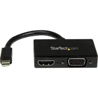 StarTech.com Travel A/V adapter: 2-in-1 Mini DisplayPort to HDMI or VGA converter videomuunnin Mini DisplayPort Uros VGA, 19 pin HDMI Type A Naaras Musta