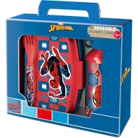 Spider-man Spiderman, 4-Delt Madkasse/Alu Flaske/Ske+Gaffel - Blue - ONE SIZE