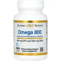 California Gold Nutrition , Omega 800 Superkonsentroitu Omega-3 Fish Oil, kd-pur Triglyseridi muoto, 1 000 mg, 30 Kalconeste Softgelit