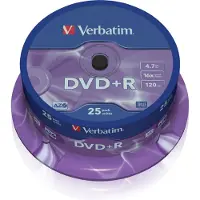 Verbatim – DVD+R, 16x, 4.7 GB/120 min, 25-pack spindel, AZO (43500)