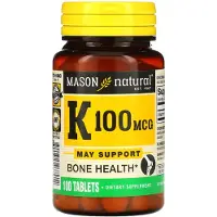 Mason Natural , Vitamiini K, 100 mcg, 100 Tablettia