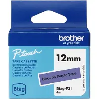 Brother BTAG-F31 12mm Black on purple tape