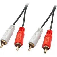 Lindy 35661, 2 x RCA, Uros, 2 x RCA, Uros, 2 m, Punainen, Valkoinen