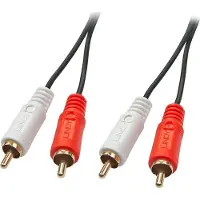 Lindy 35662, 2 x RCA, Uros, 2 x RCA, Uros, 3 m, Musta, Punainen, Valkoinen