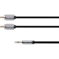 Krüger&Matz Jack 3.5mm - RCA (Cinch) x2 1m silver cable (KM0309)