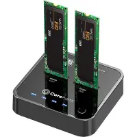 CoreParts MS-CLONER-SATA kaksipaikkainen HDD/SSD-telakka, M.2 SATA / 2,5", USB 3.2 Gen 2, offline-kloonaus, musta