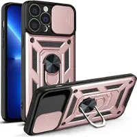 Hurtel Hybrid Armor Camshield iPhone 13 Pro Max armored case with camera cover pink