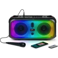 BigBen Interactive Big Ben Speaker Bluetooth Speaker Microphone Party Cube LED Backlight 200W.