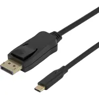 Deltaco 8K USB-C - DisplayPort-kaapeli, kaksisuuntainen, 2m, musta