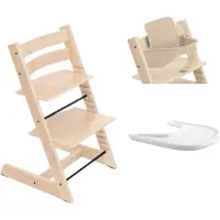 Stokke Tripp Trapp syöttötuoli bundle tarjottimella Natural, sis. tuoli, baby set, tarjotin
