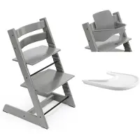 Stokke Tripp Trapp syöttötuoli bundle tarjottimella Storm Grey, sis.tuoli,baby set,tarjotin