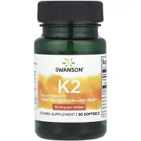 Swanson Health K-2-vitamiini - Luonnollinen, 50mcg - 30 pehmytkapseliä