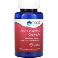 Trace Minerals Sinkki + C-vitamiini purutabletti, vadelma - 60 kpl