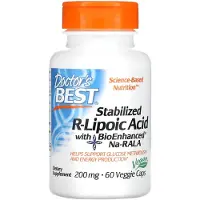 Doctors Best , Stabiloidu R-Lipoic Hapetus Na-RALA, 200 mg, 60 Kasvipohjaisia Pillereitä