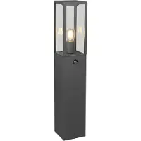 TRIO Lighting GARONNE-pylväsvalaisin, antrasiitti, korkeus 80 cm, metalli IP44 GARONNE, himmennettävä, Musta, Alumiini, Moderni