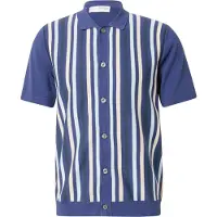 Selected Slhmattis Ss Knit Stripe Polo Cardigan - Blue - M