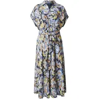 Ralph Lauren Floral Belted Crepe Dress - Blue - 38