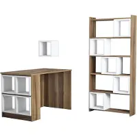 Hannah Home Pöytä ja kirjahylly Hanah Home Box - pähkinä, valkoinen