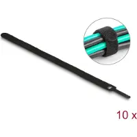 DeLOCK 19075, Koukullinen ja lenkillinen nippuside, Musta, 300 mm, 12 mm, 10 kpl