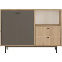 Skye Decor Monikäyttöinen kaappi RE2-SA metallilaatikoilla, tammi/antrasiitti